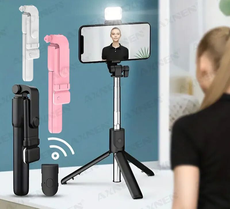 Pau de Selfie com Controle remoto Bluetooth e Mini Tripé Retrátil