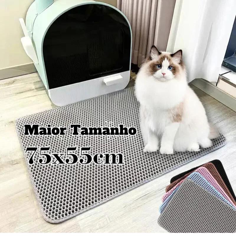 Tapete Antiderrapante para Areia de Gatos com Camada Dupla