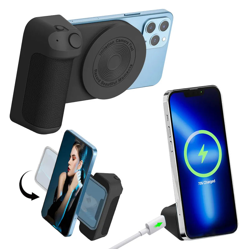 Suporte Magnético 3 em 1 para Celular, Carregamento Multifuncional, Selfie, Foto, Bluetooth