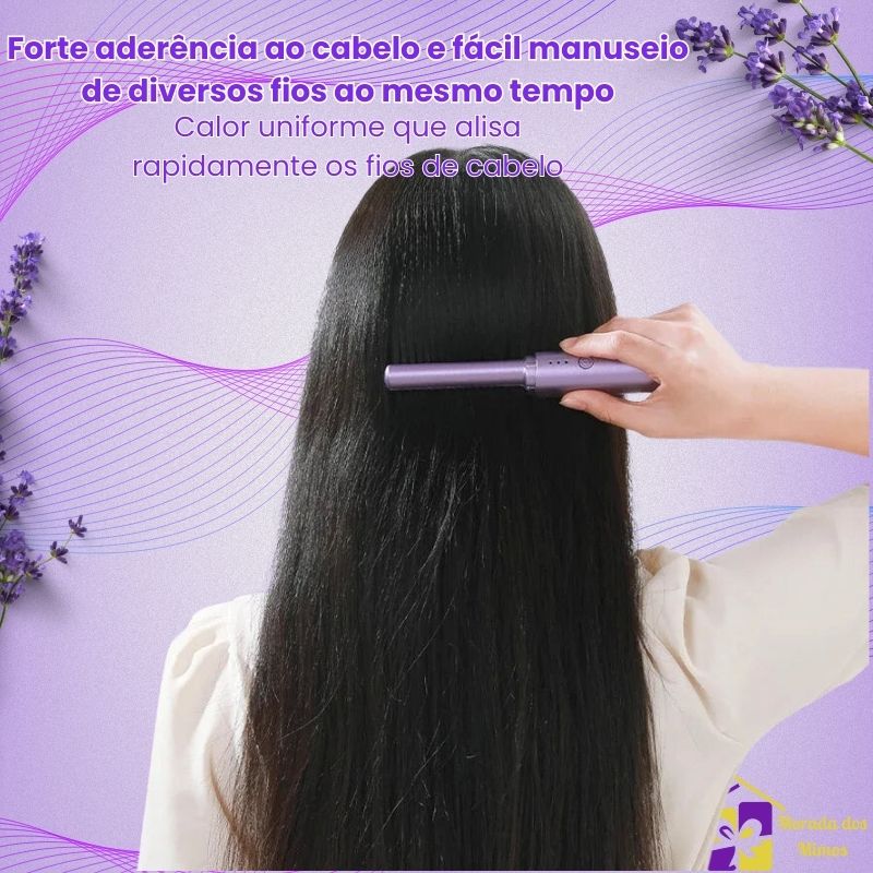 Mini Pente Alisador Portátil Para Viagem a Bateria Com Íons Negativos