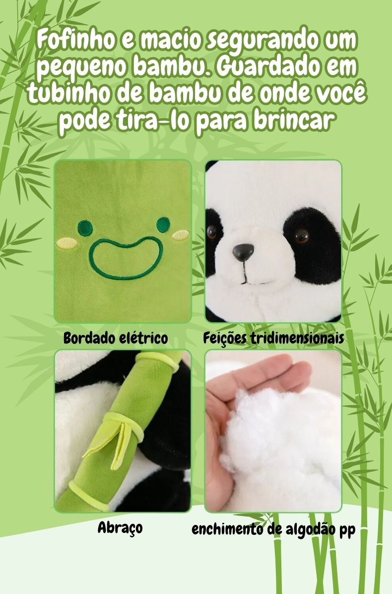 Pelúcia Panda no Bambu Kawaii